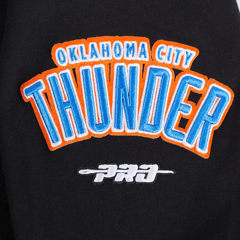 NBA OKLAHOMA CITY THUNDER RETRO CLASSIC BIG GIRL'S RIB FLC PO HOODIE (BLACK)