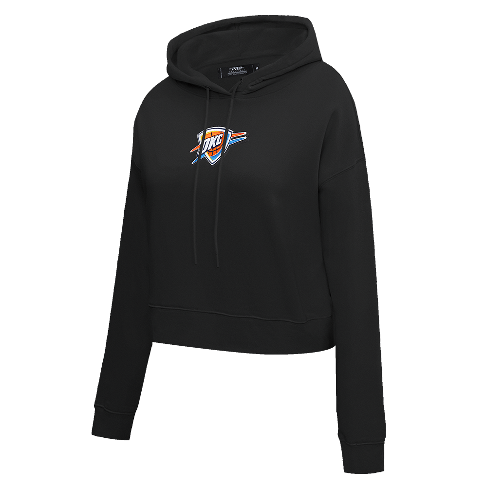 NBA OKLAHOMA CITY THUNDER CLASSIC WOMEN'S CROPPED PULLOVER HOODIE (BLACK)