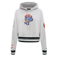 OKLAHOMA CITY THUNDER NBA FINALS 2025 WOMEN'S RIB CROPPED PO HOODIE (HEATHER GRAY/BLACK)