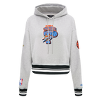OKLAHOMA CITY THUNDER NBA FINALS 2025 WOMEN'S RIB CROPPED PO HOODIE (HEATHER GRAY/BLACK)