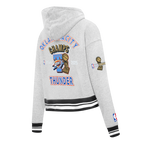 OKLAHOMA CITY THUNDER NBA FINALS 2025 WOMEN'S RIB CROPPED PO HOODIE (HEATHER GRAY/BLACK)