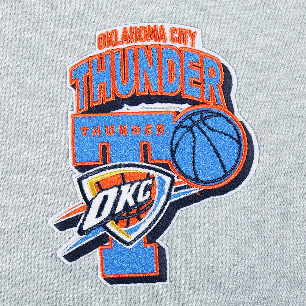 OKLAHOMA CITY THUNDER NBA FINALS 2025 WOMEN'S RIB CROPPED PO HOODIE (HEATHER GRAY/BLACK)
