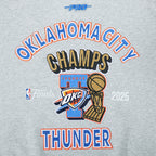 OKLAHOMA CITY THUNDER NBA FINALS 2025 WOMEN'S RIB CROPPED PO HOODIE (HEATHER GRAY/BLACK)