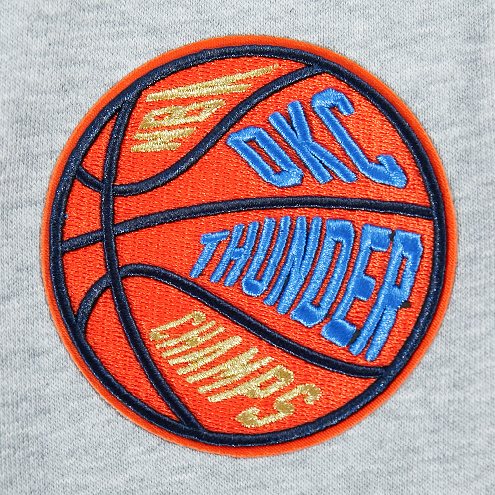 OKLAHOMA CITY THUNDER NBA FINALS 2025 WOMEN'S RIB CROPPED PO HOODIE (HEATHER GRAY/BLACK)