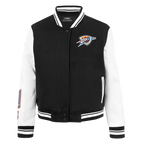 NBA OKLAHOMA CITY THUNDER CLASSIC WOMEN'S WOOL VARSITY JACKET (BLACK/WHITE)