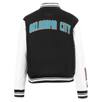 NBA OKLAHOMA CITY THUNDER CLASSIC WOMEN'S WOOL VARSITY JACKET (BLACK/WHITE)