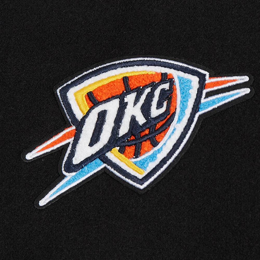 NBA OKLAHOMA CITY THUNDER CLASSIC WOMEN'S WOOL VARSITY JACKET (BLACK/WHITE)
