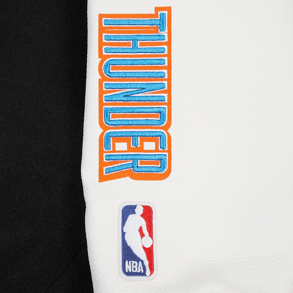 NBA OKLAHOMA CITY THUNDER CLASSIC WOMEN'S WOOL VARSITY JACKET (BLACK/WHITE)