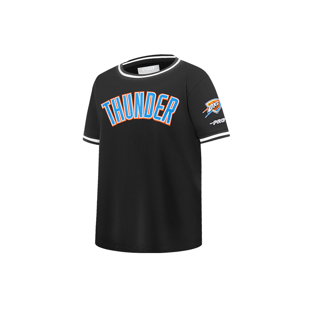 NBA OKLAHOMA CITY THUNDER CLASSIC LITTLE BOYS SHORT SLEEVE STRIPED RIB TEE (BLACK)