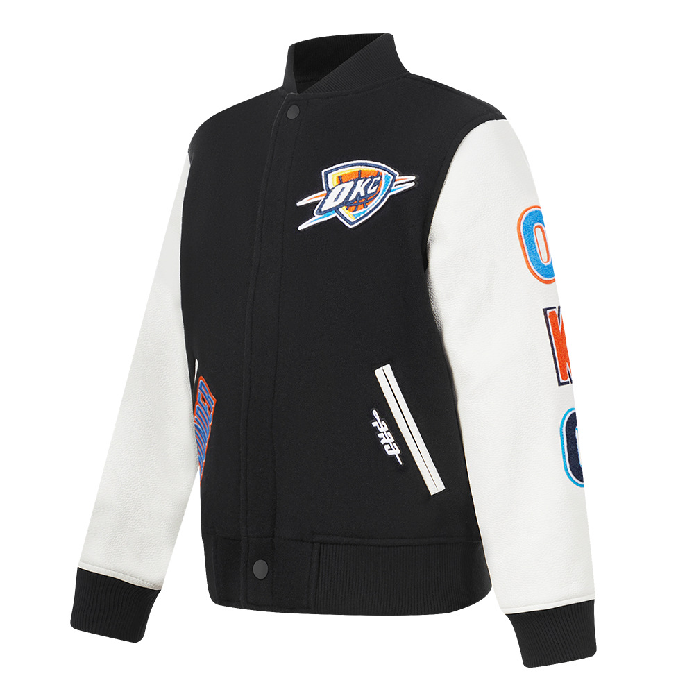 NBA OKLAHOMA CITY THUNDER CLASSIC BLOUSON COLLÉGIAL EN LAINE POUR GARÇON ENFANT (NOIR/BLANC)