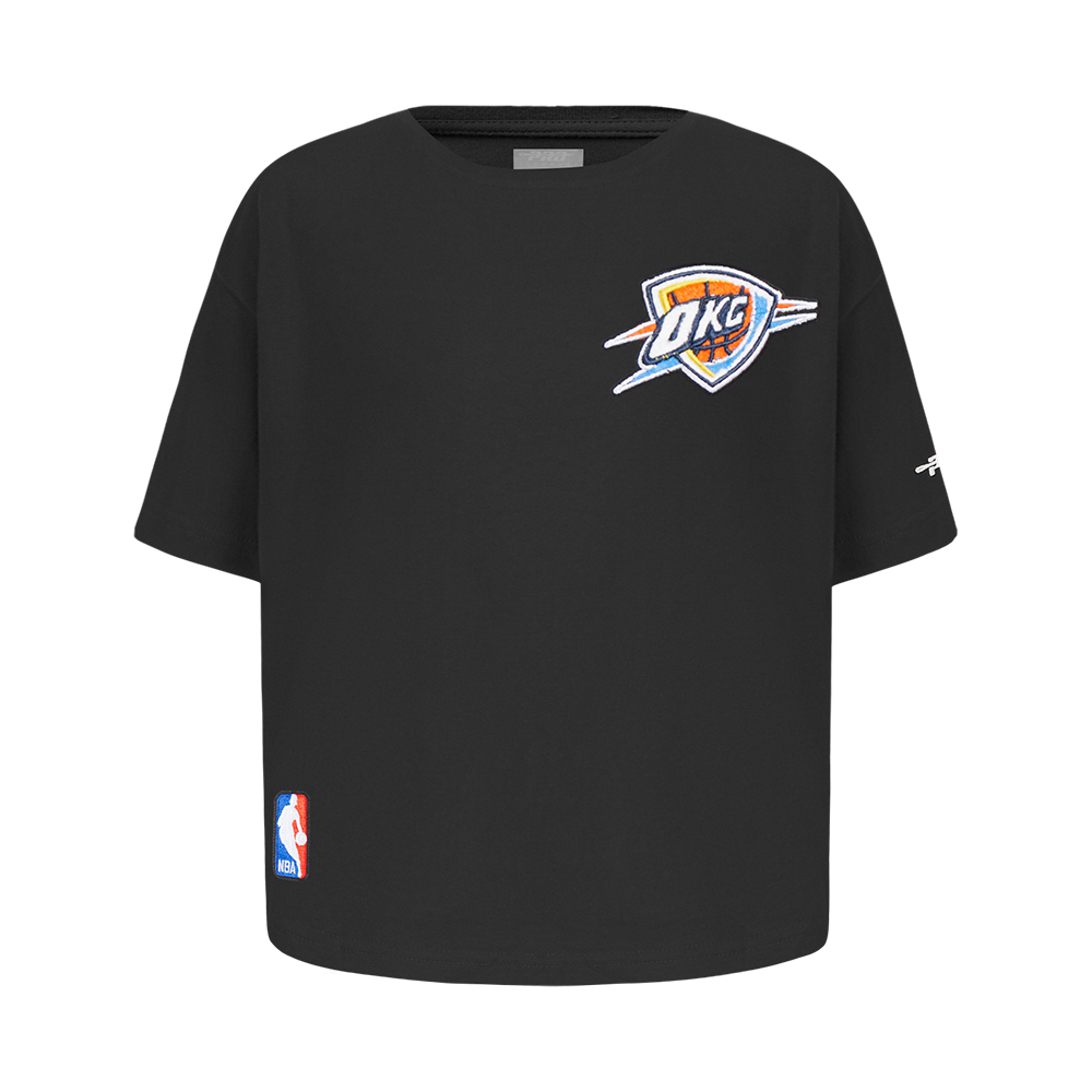 NBA OKLAHOMA CITY THUNDER CLASSIC T-SHIRT À COUPE CARRÉE À MANCHES COURTES POUR FILLE ENFANT (NOIR)