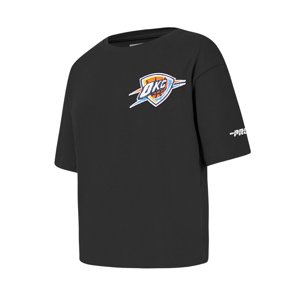 NBA OKLAHOMA CITY THUNDER CLASSIC LITTLE GIRLS SHORT SLEEVE BOXY TEE (BLACK)
