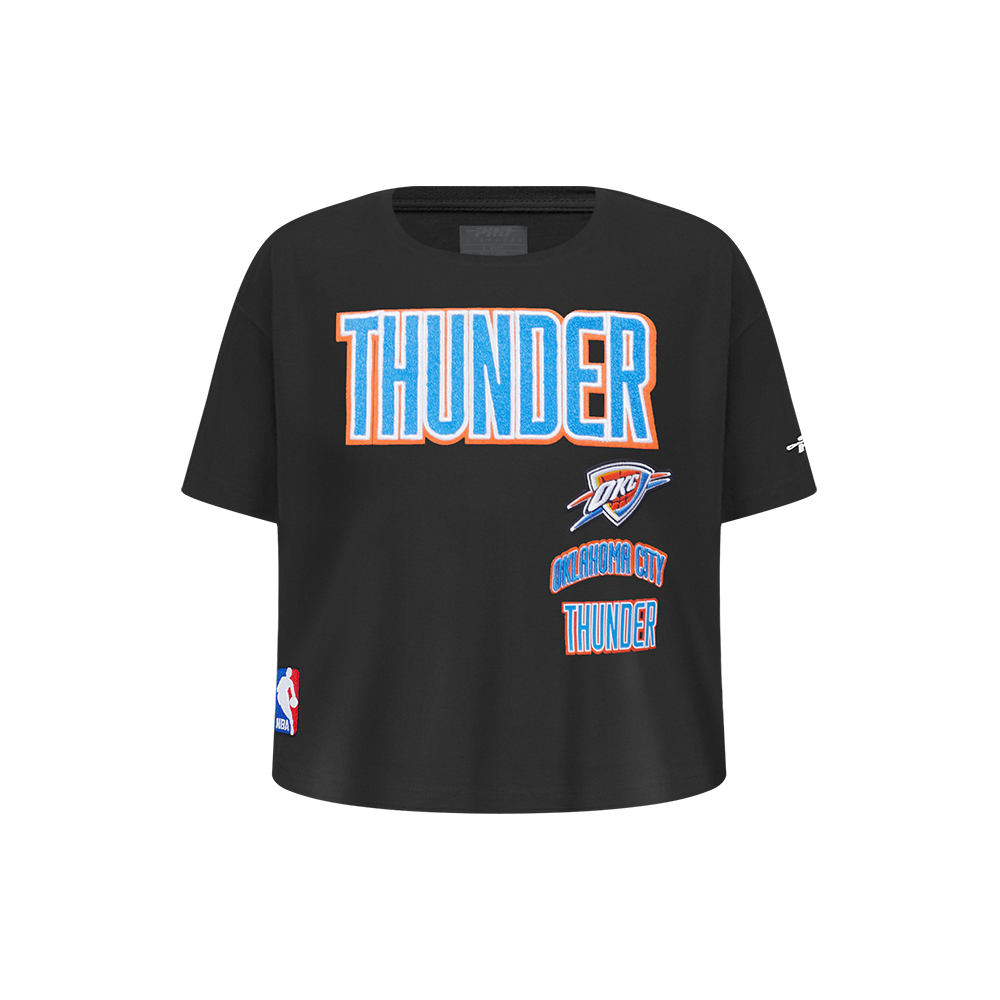 NBA OKLAHOMA CITY THUNDER RETRO CLASSIC T-SHIRT À COUPE CARRÉE À MANCHES COURTES POUR FILLE ENFANT (NOIR)