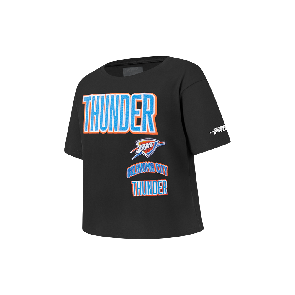 NBA OKLAHOMA CITY THUNDER RETRO CLASSIC LITTLE GIRLS SHORT SLEEVE BOXY TEE (BLACK)