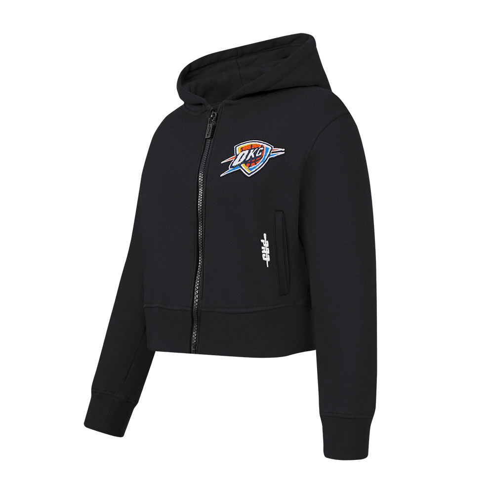 NBA OKLAHOMA CITY THUNDER CLASSIC LITTLE GIRLS  FLEECE FULL ZIP HOODIE (BLACK)