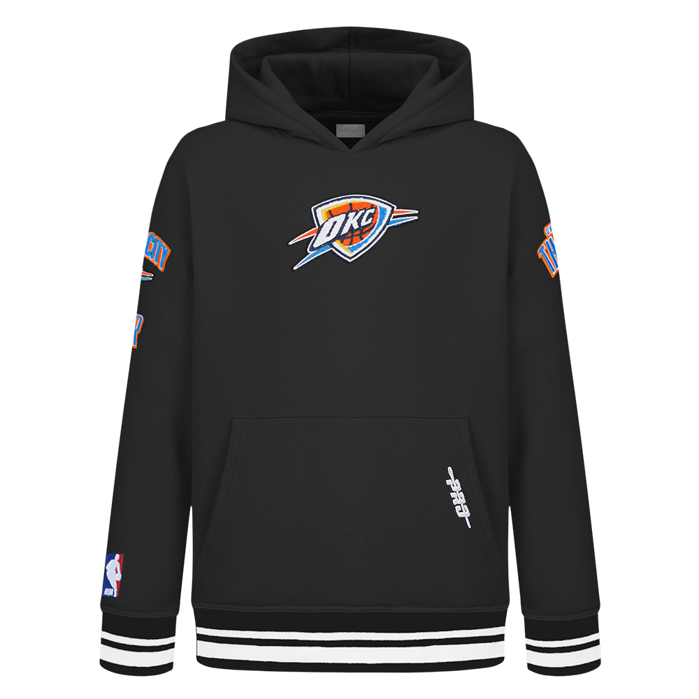NBA OKLAHOMA CITY THUNDER RETRO CLASSIC CHANDAIL À CAPUCHON EN MOLLETON CÔTELÉ POUR GARÇON BAMBIN (NOIR)
