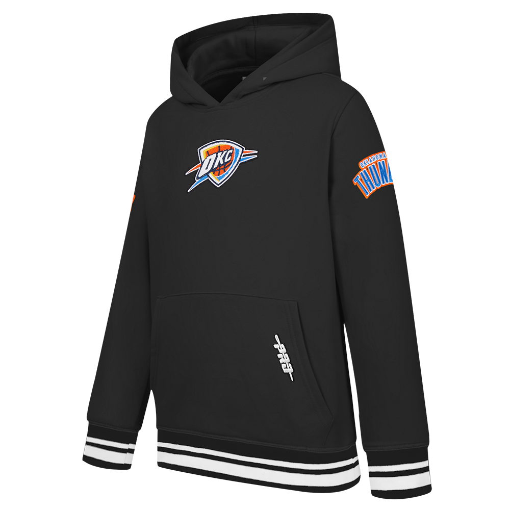 NBA OKLAHOMA CITY THUNDER RETRO CLASSIC CHANDAIL À CAPUCHON EN MOLLETON CÔTELÉ POUR GARÇON BAMBIN (NOIR)
