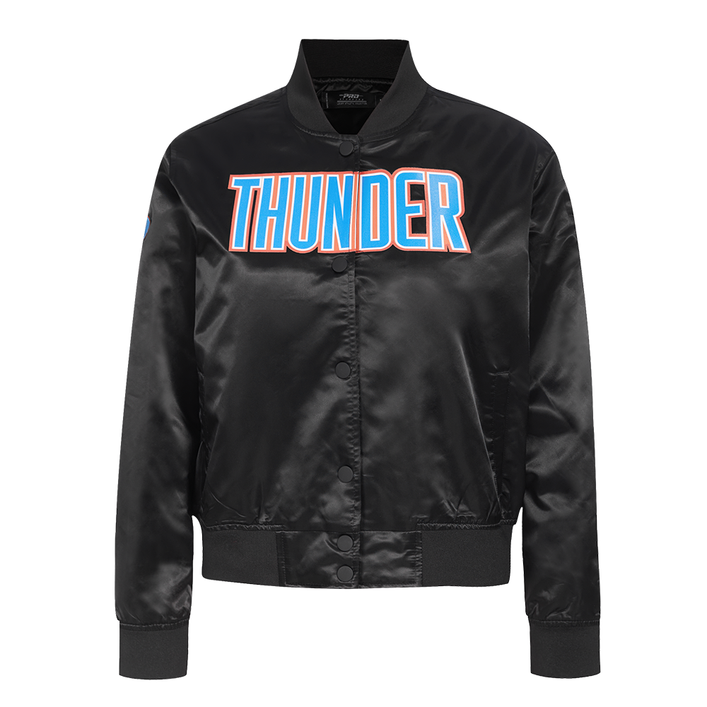 NBA OKLAHOMA CITY THUNDER CLASSIC WOMEN'S SATIN JACKET (BLACK)