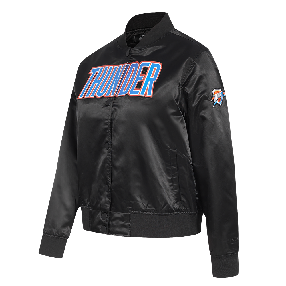 NBA OKLAHOMA CITY THUNDER CLASSIC WOMEN'S SATIN JACKET (BLACK)