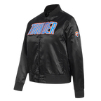 NBA OKLAHOMA CITY THUNDER CLASSIC WOMEN'S SATIN JACKET (BLACK)