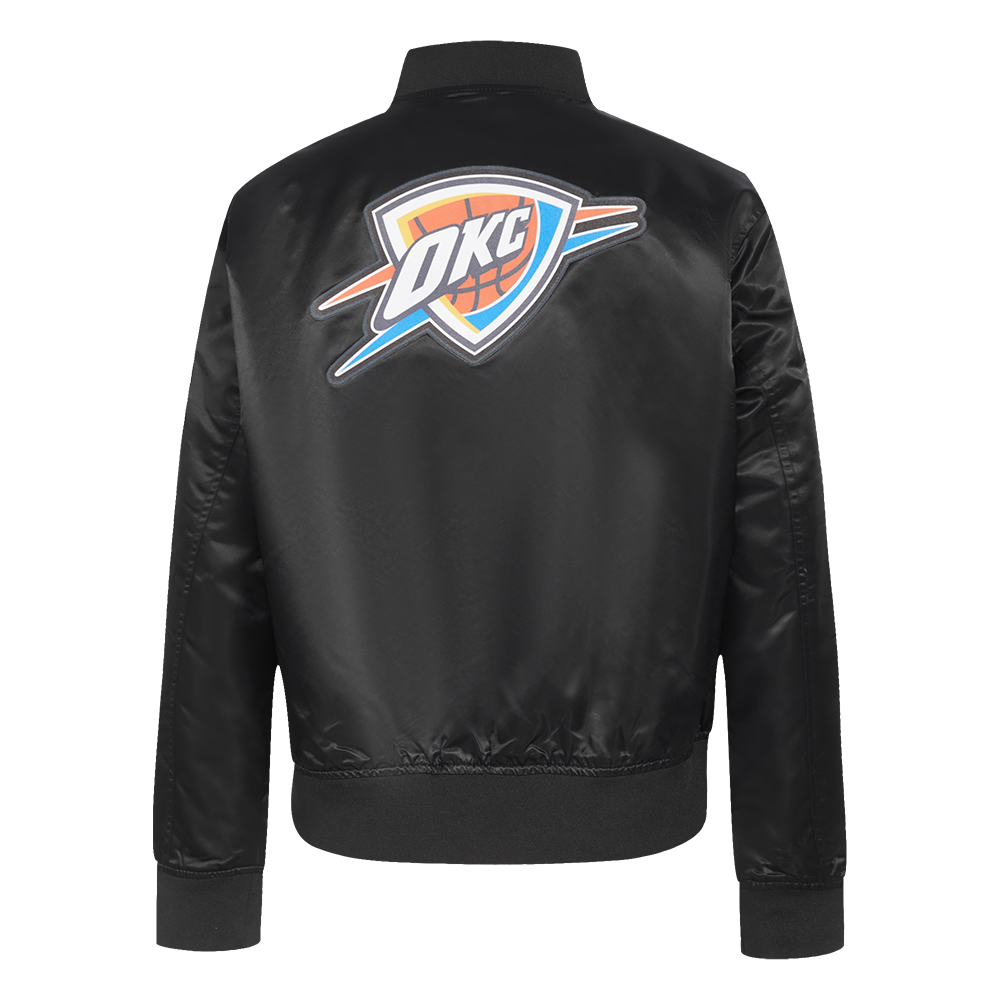 NBA OKLAHOMA CITY THUNDER CLASSIC WOMEN'S SATIN JACKET (BLACK)