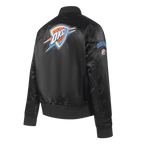 NBA OKLAHOMA CITY THUNDER CLASSIC WOMEN'S SATIN JACKET (BLACK)