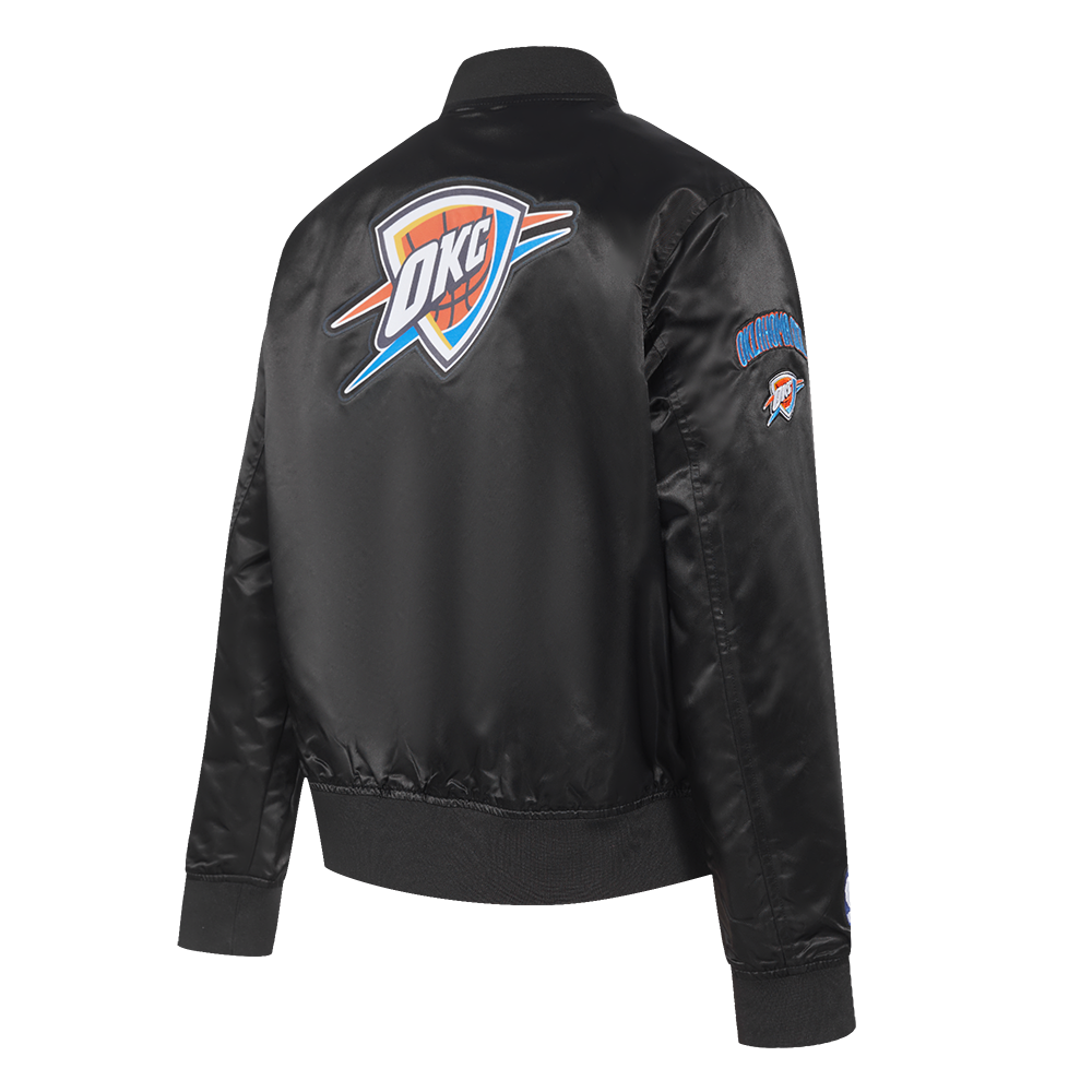 NBA OKLAHOMA CITY THUNDER CLASSIC WOMEN'S SATIN JACKET (BLACK)