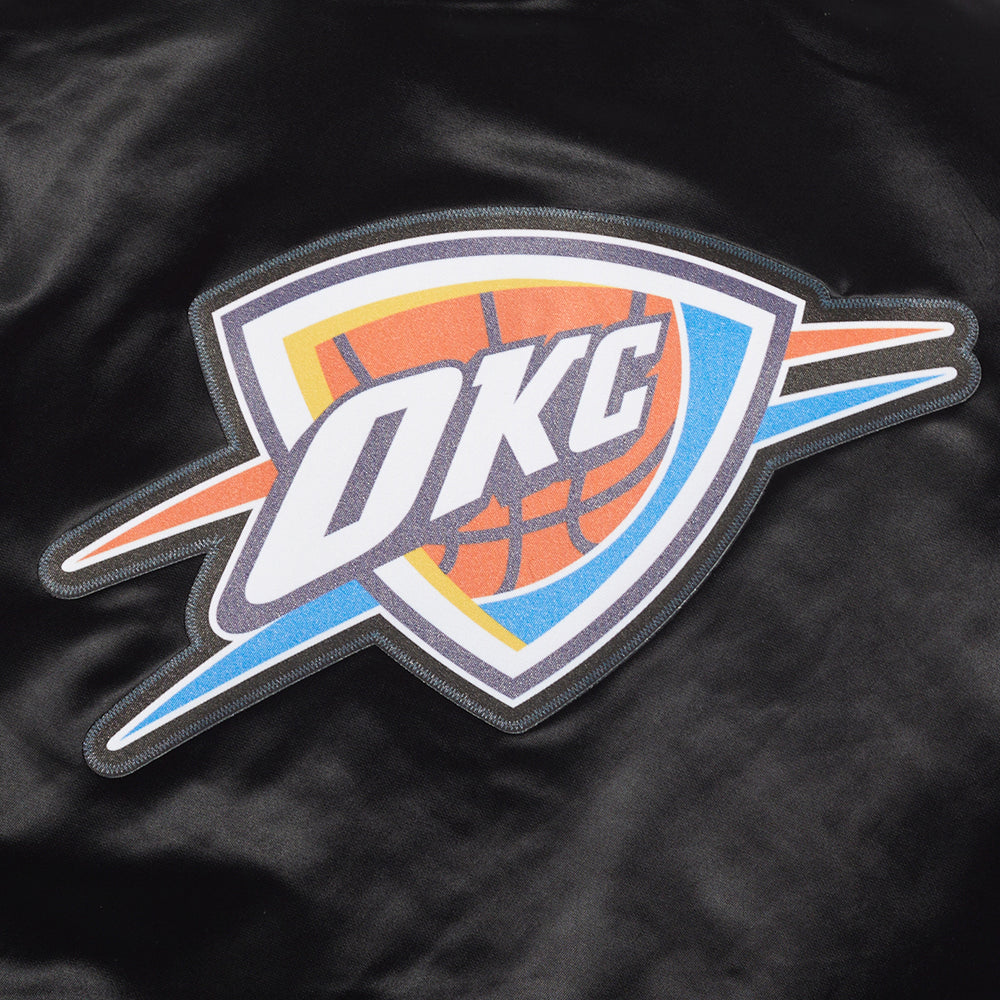 NBA OKLAHOMA CITY THUNDER CLASSIC WOMEN'S SATIN JACKET (BLACK)