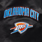 NBA OKLAHOMA CITY THUNDER CLASSIC WOMEN'S SATIN JACKET (BLACK)