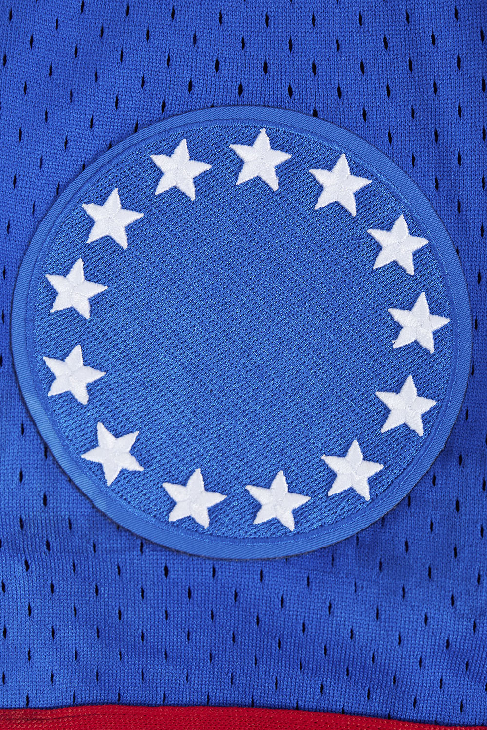NBA PHILADELPHIA 76ERS SCRIPT TAIL CHEMISE BOUTONNÉE EN FILET POUR HOMME (BLEU ROYAL/ROUGE)