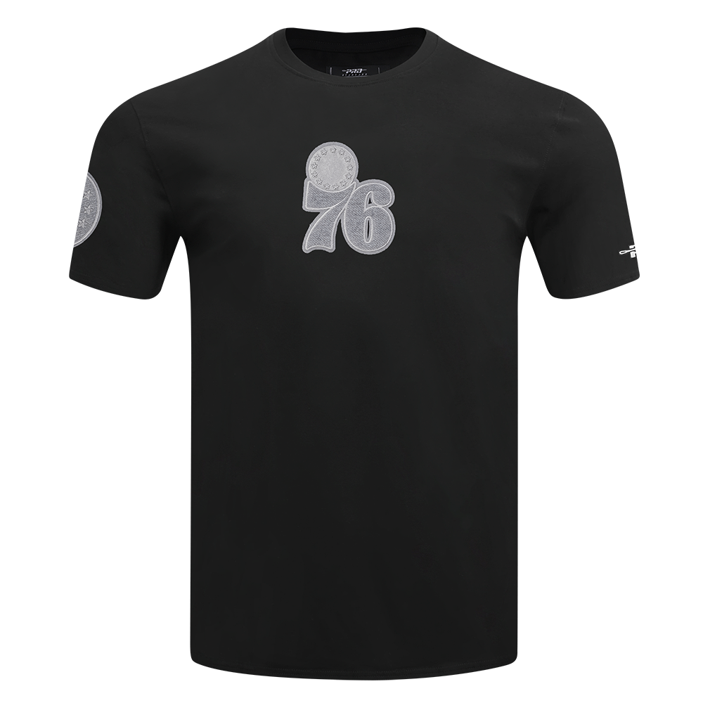 NBA PHILADELPHIA 76ERS REVERSE FRENCH TERRY MEN'S COTTON JERSEY DROP SHOULDER TEE (BLACK)