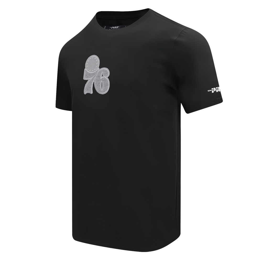 NBA PHILADELPHIA 76ERS REVERSE FRENCH TERRY MEN'S COTTON JERSEY DROP SHOULDER TEE (BLACK)