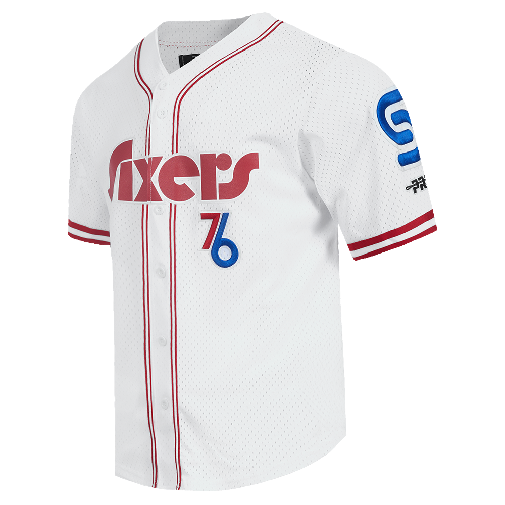 NBA PHILADELPHIA 76ERS CITY EDITION 24-25 MEN'S MESH BUTTON DOWN SHI (WHITE/RED)