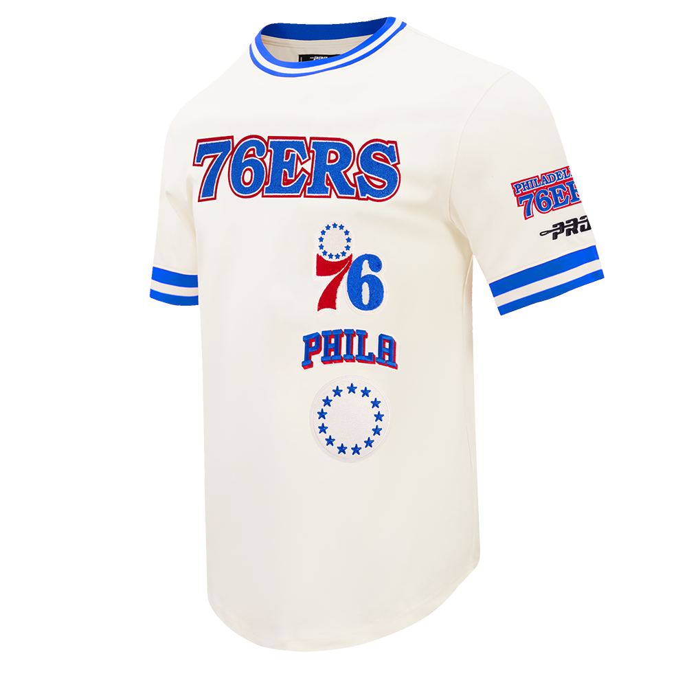NBA PHILADELPHIA 76ERS RETRO CLASSICS MEN'S SHIRT (EGGSHELL/ROYAL BLUE)