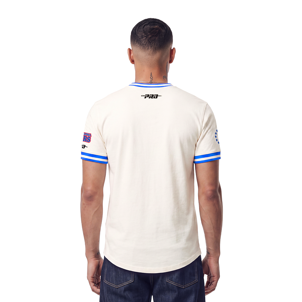 NBA PHILADELPHIA 76ERS RETRO CLASSICS MEN'S SHIRT (EGGSHELL/ROYAL BLUE)