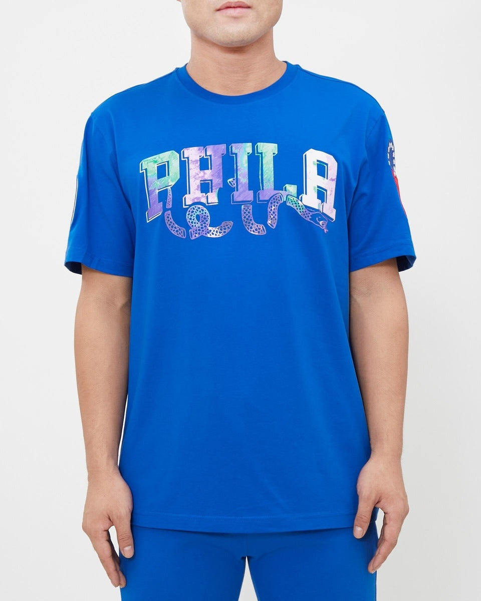NBA PHILADELPHIA 76ERS DIP DYE T-SHIRT PRO TEAM POUR HOMME (BLEU ROYAL)