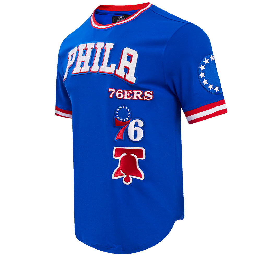 NBA PHILADELPHIA 76ERS RETRO CLASSIC MEN'S TEE (ROYAL BLUE/RED)