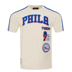 NBA PHILADELPHIA 76ERS RETRO CLASSIC MEN'S STRIPED TEE (EGGSHELL/ ROYAL BLUE)