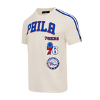 NBA PHILADELPHIA 76ERS RETRO CLASSIC MEN'S STRIPED TEE (EGGSHELL/ ROYAL BLUE)
