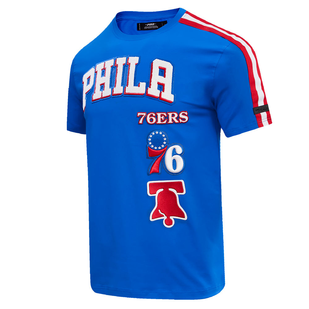 NBA PHILADELPHIA 76ERS RETRO CLASSIC MEN'S STRIPED TEE (ROYAL BLUE/RED)