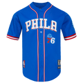 NBA PHILADELPHIA 76ERS CLASSIC MEN'S MESH BUTTON DOWN JERSEY (ROYAL BLUE/RED)