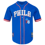 NBA PHILADELPHIA 76ERS CLASSIC MEN'S MESH BUTTON DOWN JERSEY (ROYAL BLUE/RED)