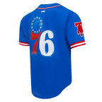 NBA PHILADELPHIA 76ERS CLASSIC MEN'S MESH BUTTON DOWN JERSEY (ROYAL BLUE/RED)