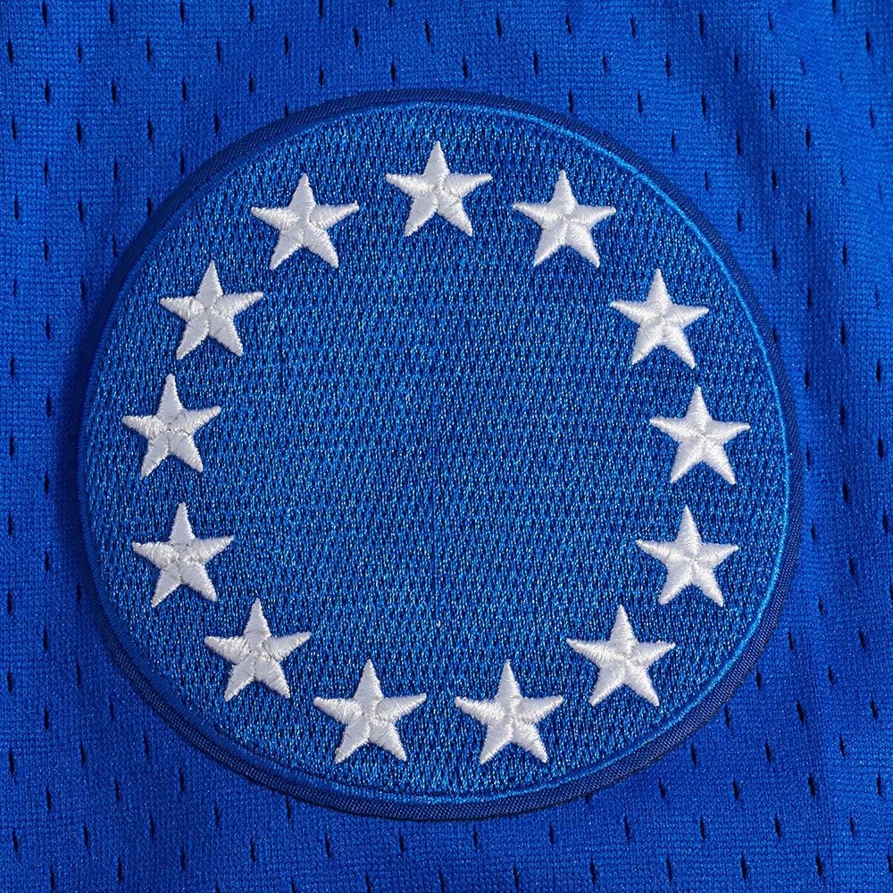 NBA PHILADELPHIA 76ERS CLASSIC MEN'S MESH BUTTON DOWN JERSEY (ROYAL BLUE/RED)