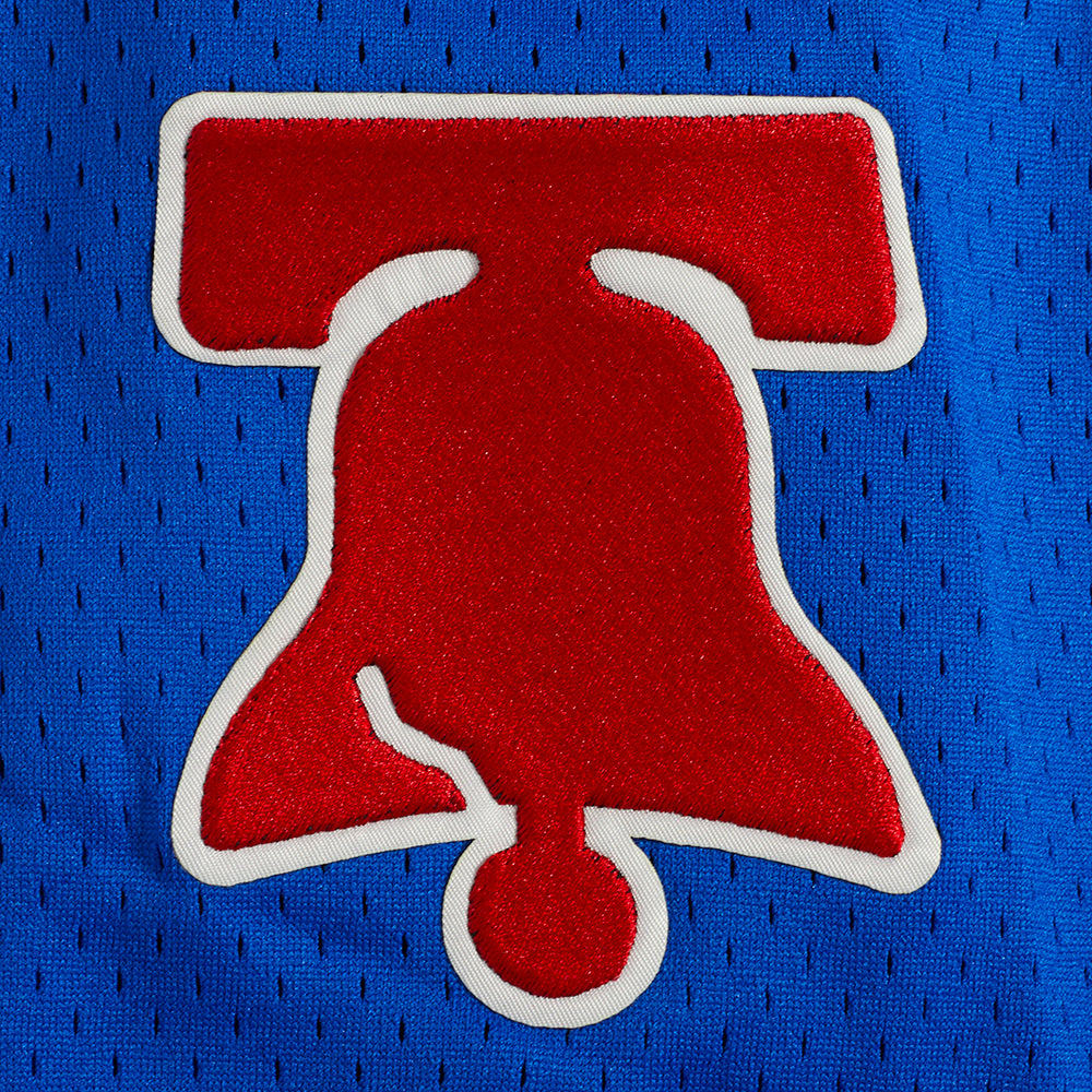NBA PHILADELPHIA 76ERS CLASSIC MEN'S MESH BUTTON DOWN JERSEY (ROYAL BLUE/RED)