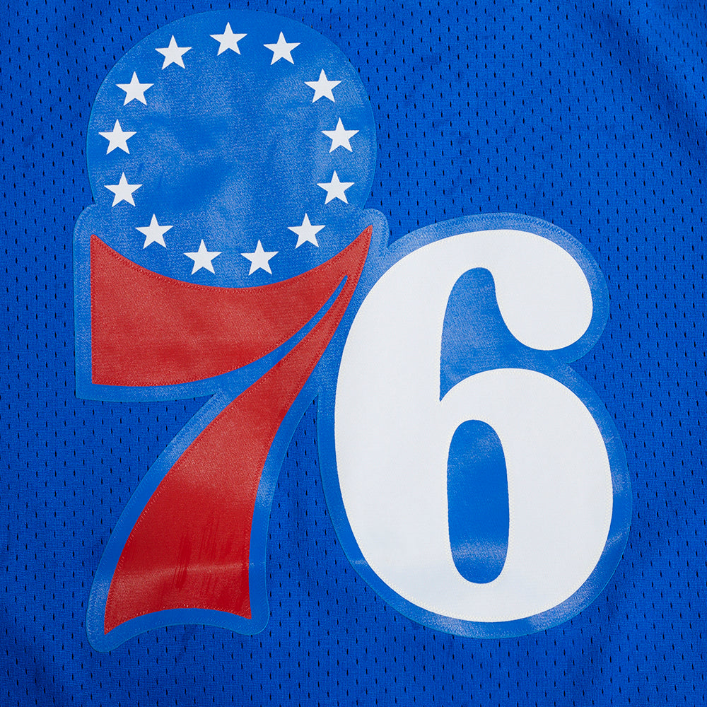 NBA PHILADELPHIA 76ERS CLASSIC MEN'S MESH BUTTON DOWN JERSEY (ROYAL BLUE/RED)