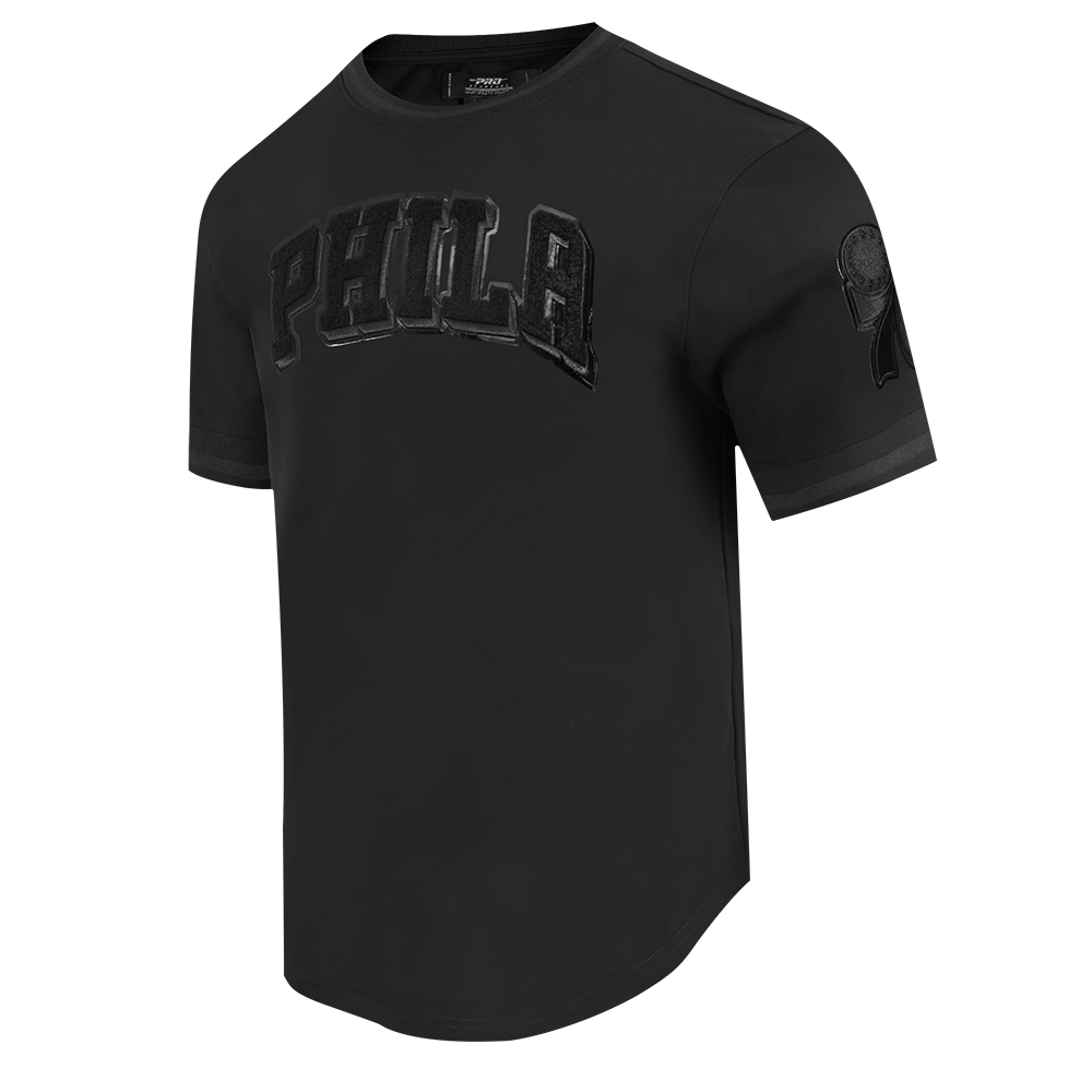 NBA PHILADELPHIA 76ERS CLASSIC 3BK MEN'S DOUBLE KNIT TEE (TRIPLE BLACK)