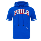 NBA PHILADELPHIA 76ERS CLASSIC CHENILLE MEN'S SHORT SLEEVE PULLOVER HOODIE (ROYAL BLUE)