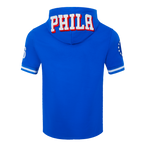 NBA PHILADELPHIA 76ERS CLASSIC CHENILLE MEN'S SHORT SLEEVE PULLOVER HOODIE (ROYAL BLUE)