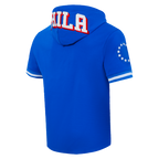 NBA PHILADELPHIA 76ERS CLASSIC CHENILLE MEN'S SHORT SLEEVE PULLOVER HOODIE (ROYAL BLUE)